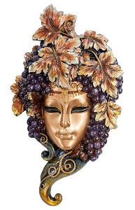 gylden venetiansk maske. Fantastisk vægdekoration